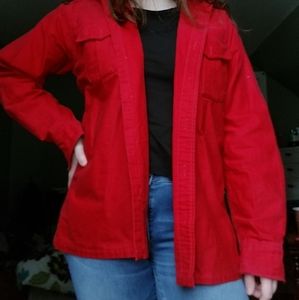 L.L.Bean Red Heritage Sunwashed Canvas Shirt